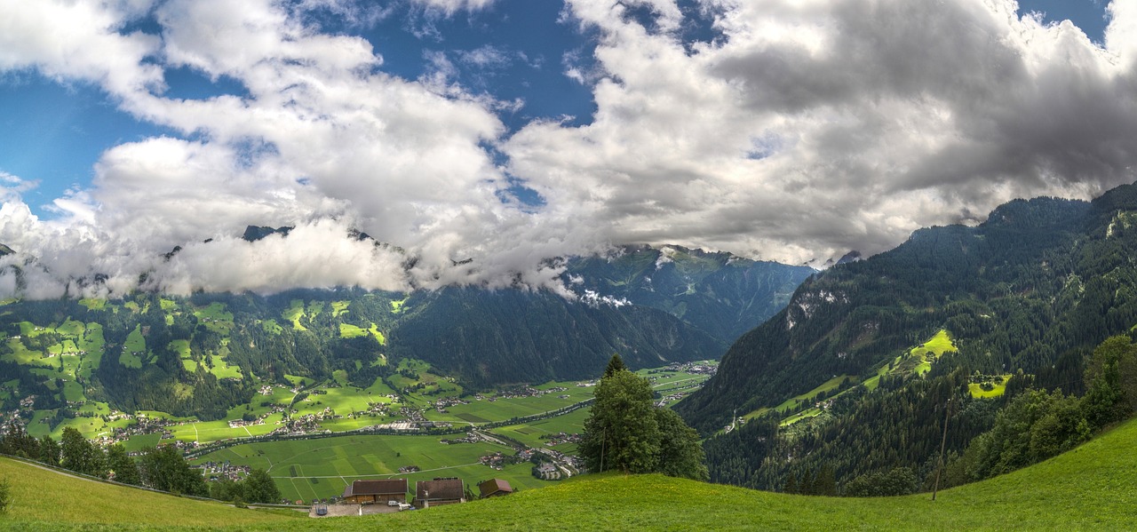 Alm, Kalnai, Alpių, Austria, South Tyrol, Dangus, Panorama, Vaizdas, Gamta, Mėlynas