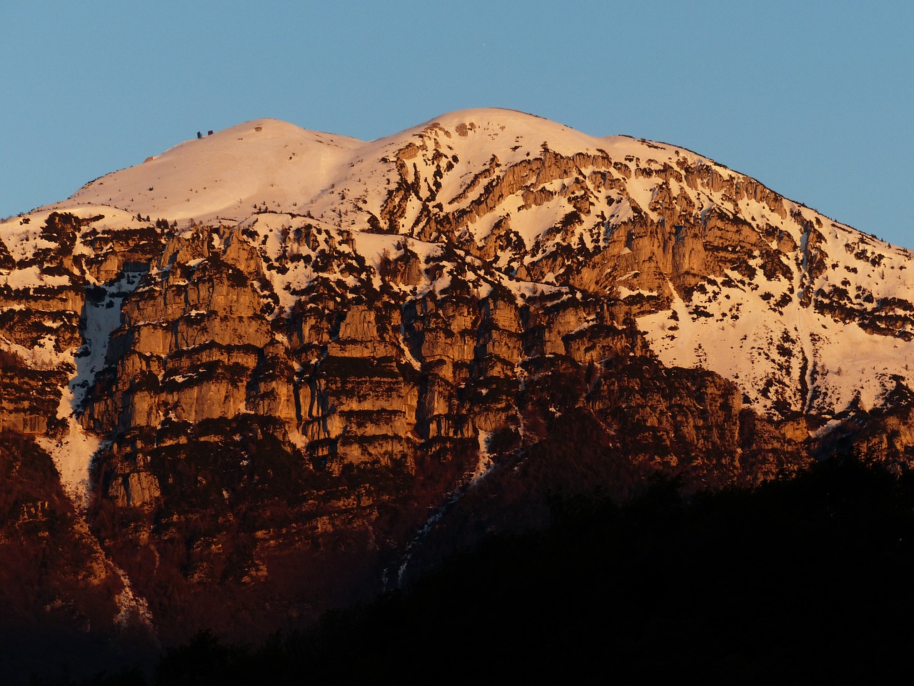 Alpenglühen, Monte Altissimo, Monte Altissimo Di Modena, Kalnas, Garda, Garda Kalnai, Monte Baldo Tvirtas, Monte Baldo, Aukščiausiojo Lygio Susitikimas, Snieguotas