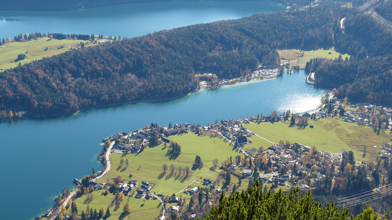 Alpių, Kalnai, Saulė, Mėlynas, Ežeras, Walchensee, Vanduo, Gamta, Kalnas Ir Vanduo, Panorama