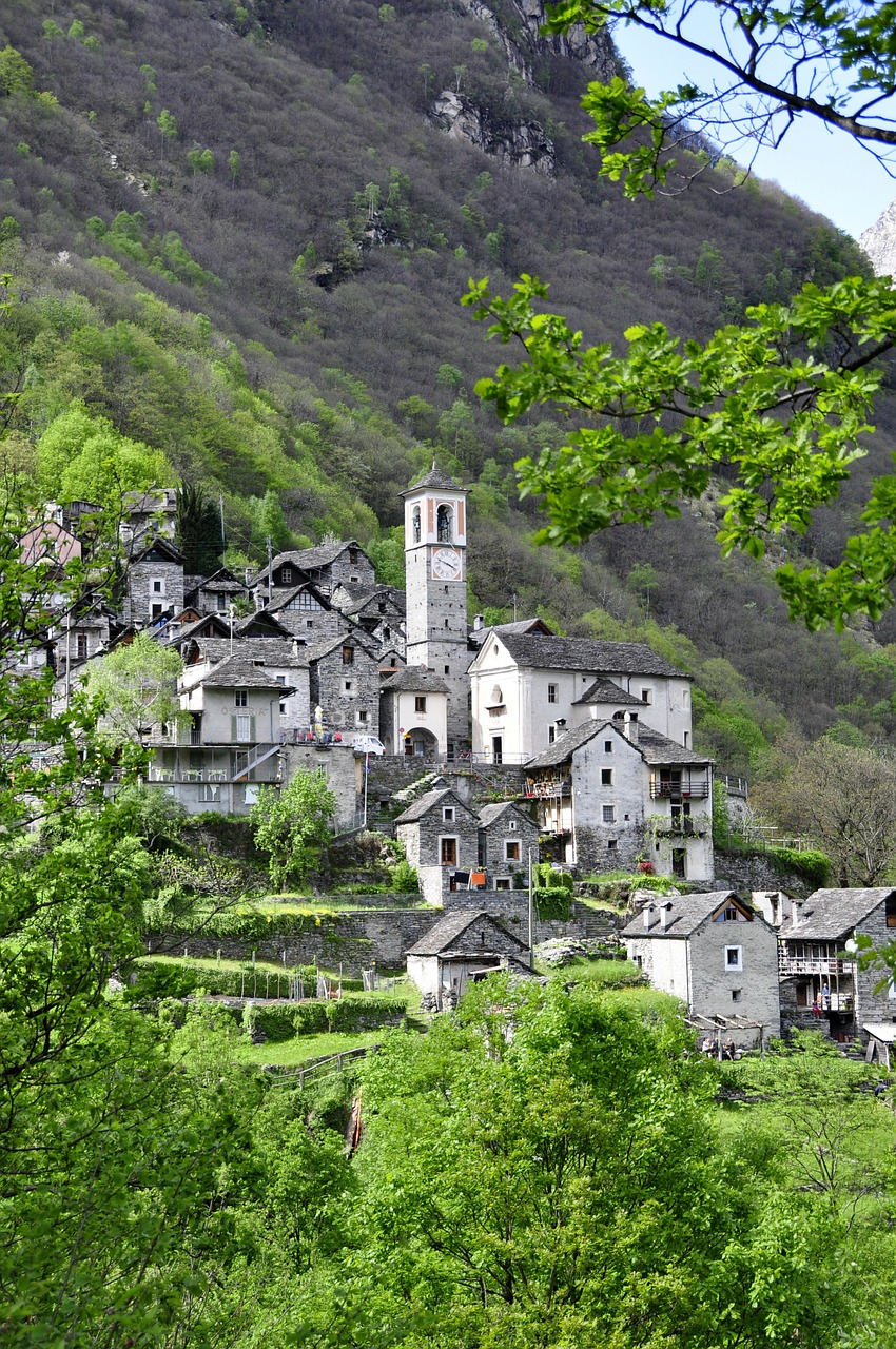 Alpių, Bergdorf, Kaimas, Ticino, Bažnyčia, Mūrinis Namas, Šveicarija, Nemokamos Nuotraukos,  Nemokama Licenzija