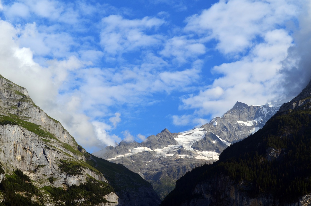 Alpių, Šveicarija, Panorama, Debesys, Rokas, Sniegas, Ledynas, Žygiai, Grindelwald, Vaizdas
