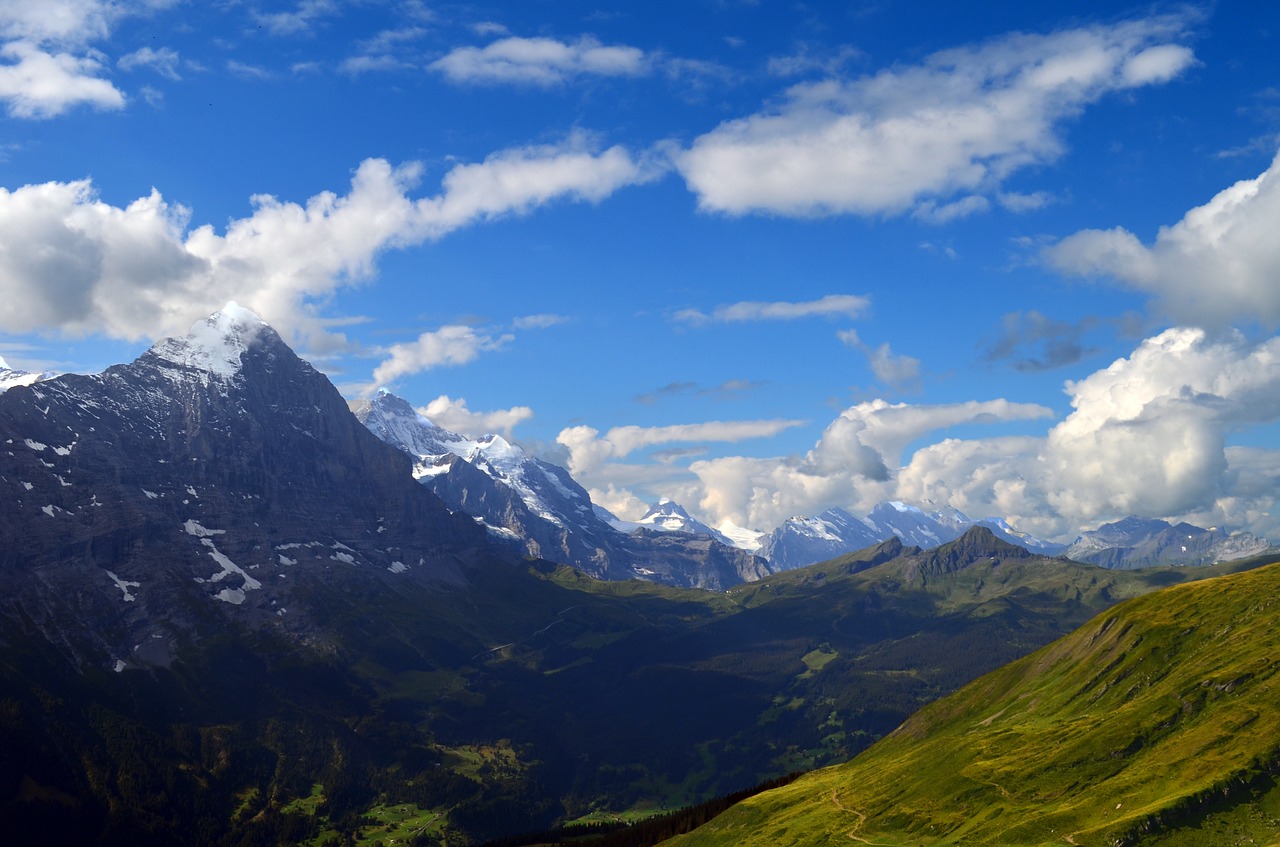Alpių, Panorama, Eigeris, Vienuolis, Pirmoji, Pieva, Rokas, Kraštovaizdis, Kalnų Peizažas, Žygiai