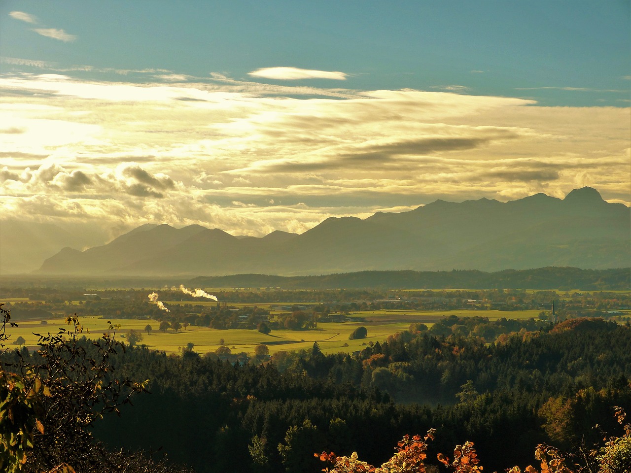 Alpių, Kalnai, Kalnų Papėdės, Kraštovaizdis, Ruduo, Nuotaika, Bavarija, Panorama, Vaizdas, Gamta