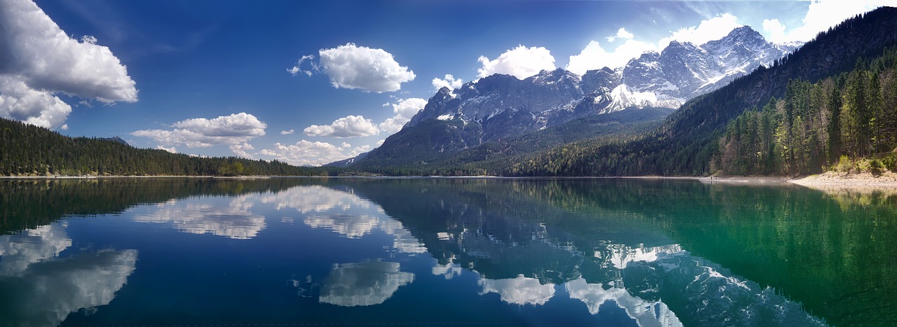 Alpių, Ežeras, Bergsee, Debesys, Kalnų Peizažas, Eibsee, Veidrodis, Kalnai, Kraštovaizdis, Gamta