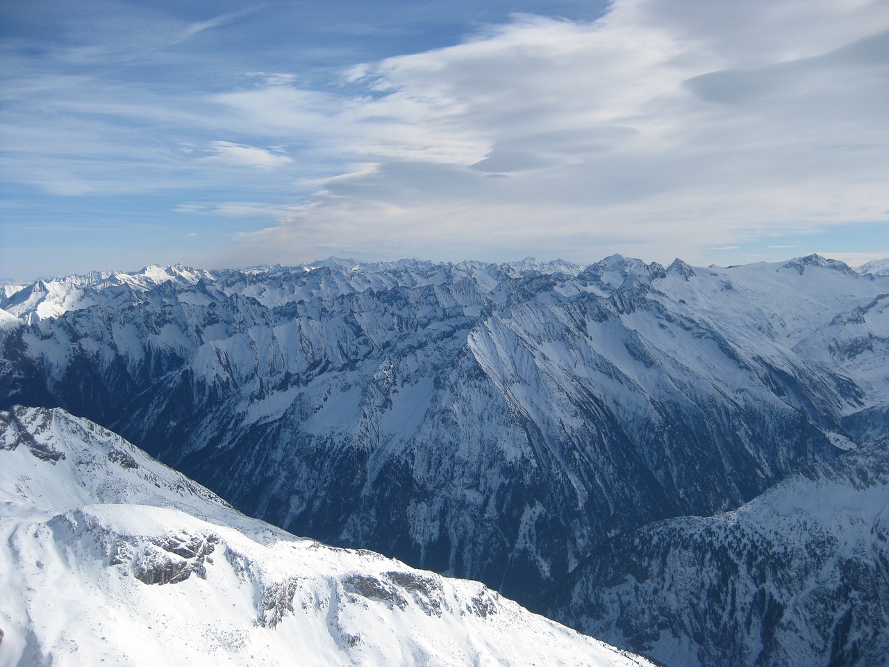 Alpės, Sniegas, Slidinėjimas, Mayrhofen, Zillertal, Austria, Žiema, Europa, Balta, Slidinėjimas