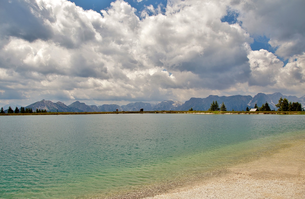 Alpės,  Austrija,  Hinterstoder,  Kraštovaizdis,  Alpine,  Ežeras,  Hoess,  Schafkogelsee,  Dangus,  Dangus