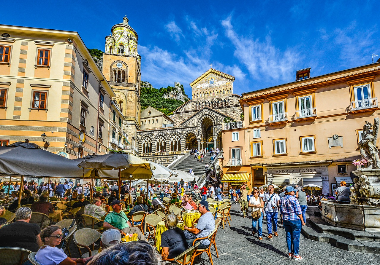 Amalfi, Kvadratas, Italy, Minios, Kranto, Bažnyčia, Katedra, Kavinė, Amalfi Katedra, Europietis