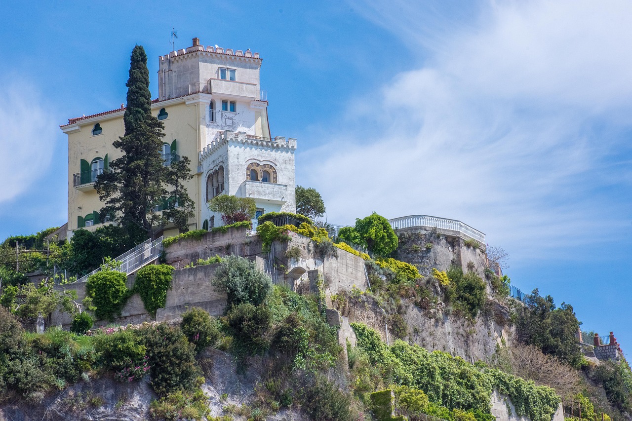 Amalfi, Amalfi Pakrantė, Uolos, Namai, Vila, Vietri Sul Mare, Kalnas, Campania, Italy, Kranto