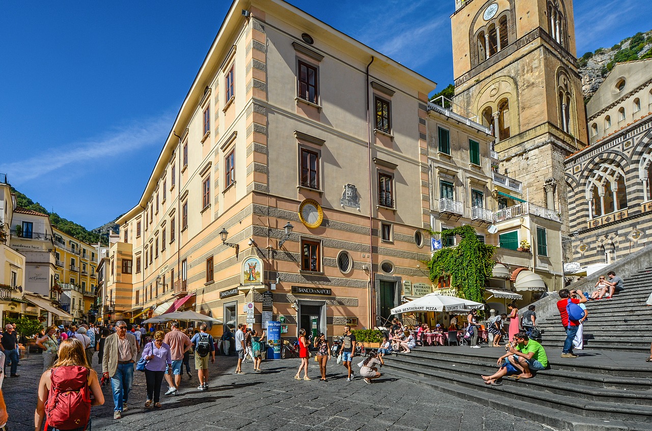 Amalfi, Kranto, Italy, Miestas, Turizmas, Šventė, Atostogos, Miestas, Vaizdingas, Katedra