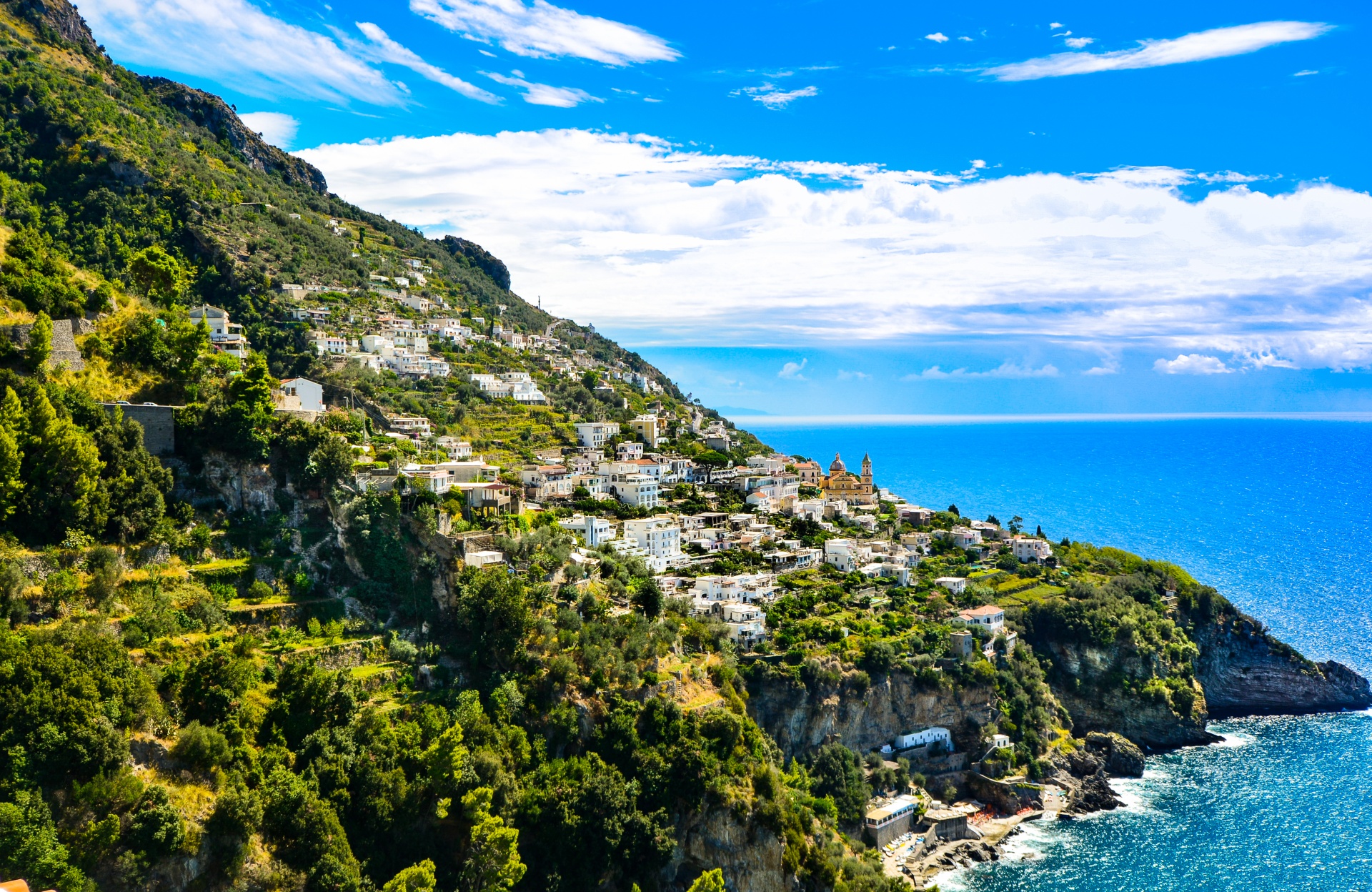 Amalfi,  Kranto,  Kranto Linija,  Italy,  Ispanų,  Miestas,  Kalnai,  Jūra,  Viduržemio Jūros,  Vaizdas