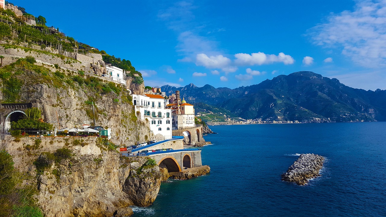 Amalfi Pakrantė, Atrani, Jūra, Peizažai, Campania, Uolos, Papludimys, Kontempliacija, Akmenys, Šventė