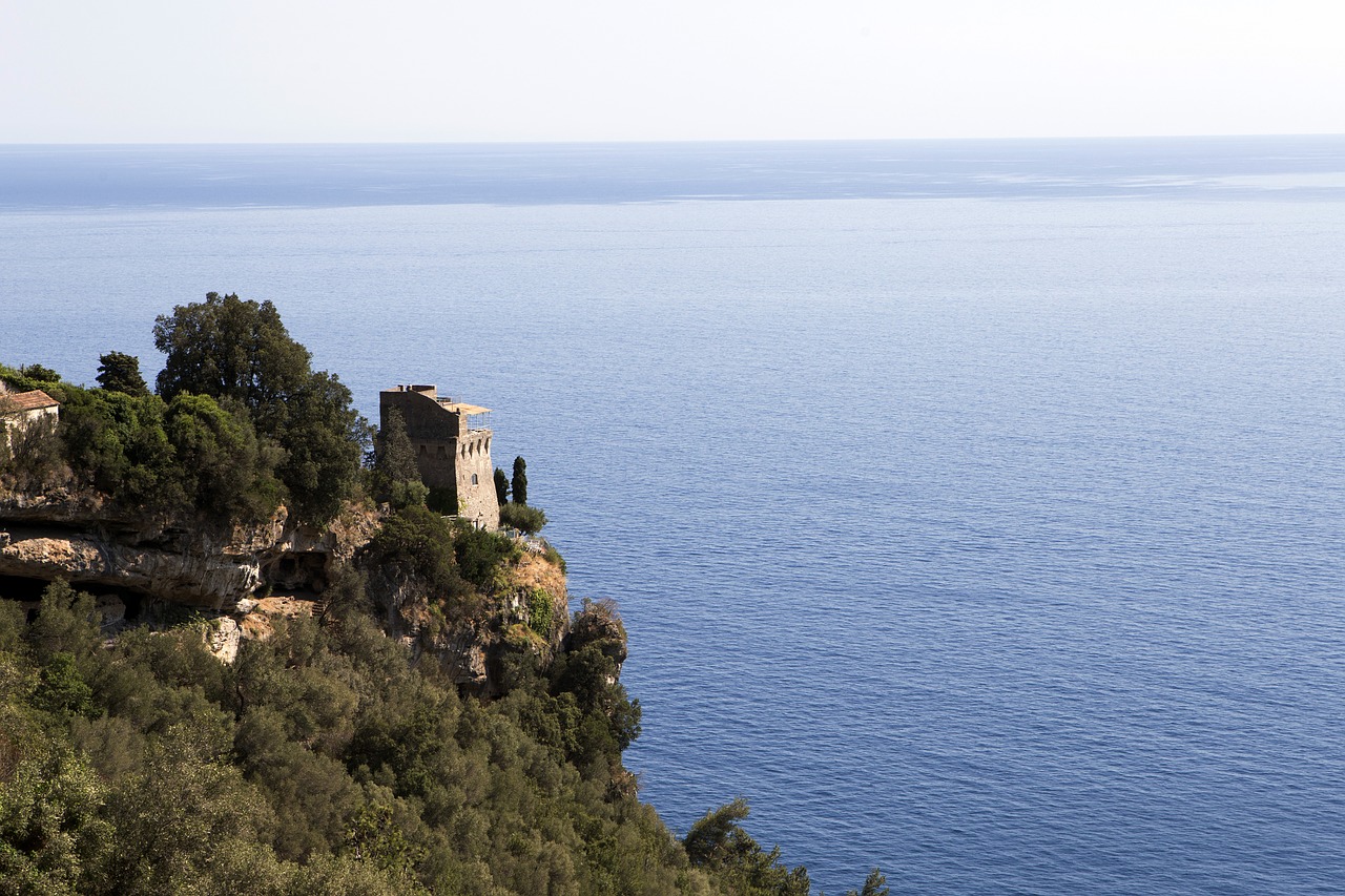 Amalfi Pakrantė, Costa, Amalfi, Campania, Jūra, Dangus, Viduržemio Jūros, Vasara, Tyrrhenian, Salerno