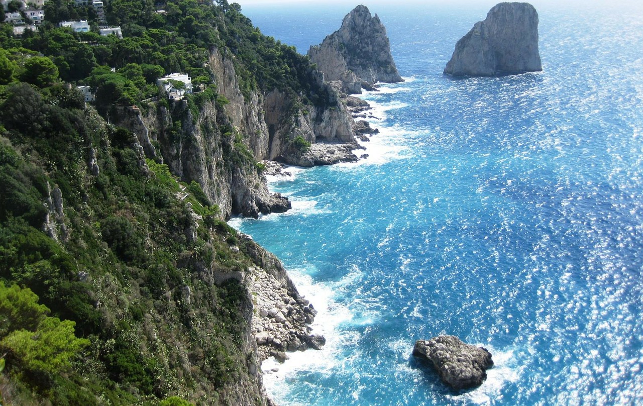 Amalfi Pakrantė, Uolos, Italy, Capri, Jūra, Vanduo, Knyga, Sala, Vasara, Karibai