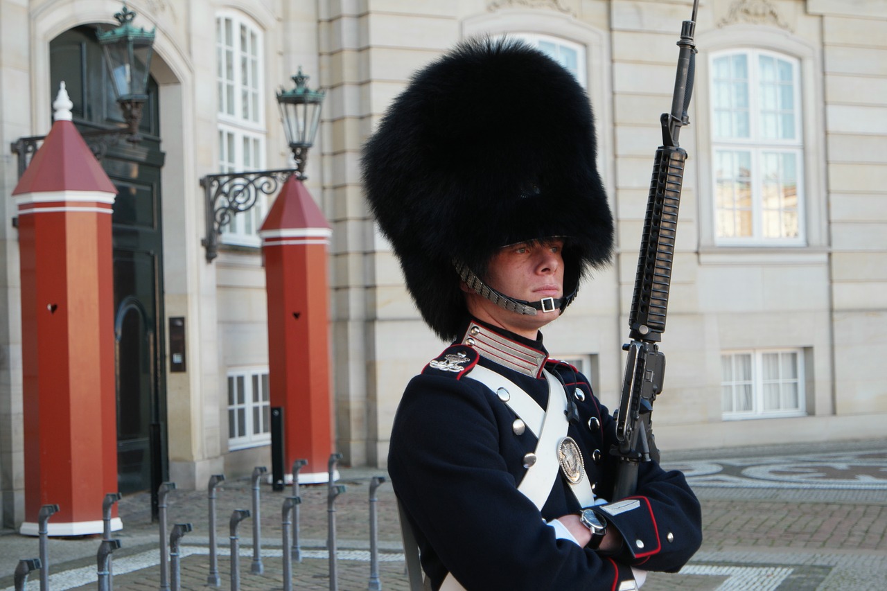 Amalienborg, Kopenhaga, Denmark, Karališkoji Sargyba, Amalienborgo Pilis, Karališkojo Gyvenimo Saugotojai, Karalienė, Kareivis, Miestas, Apsauga