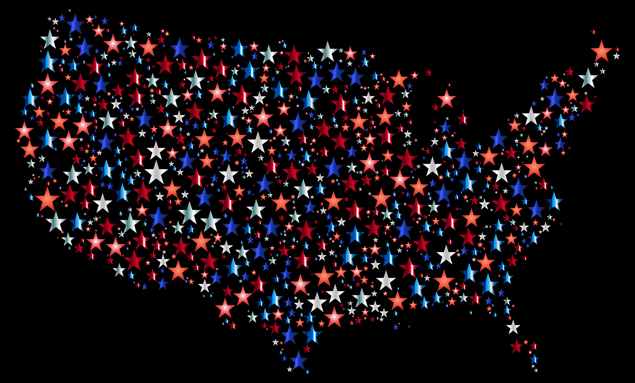 Amerikietis, Jungtinės Valstijos, Usa, Žemėlapis, Sienos, Šalis, Tauta, Geografija, Kartografija, Žvaigždės