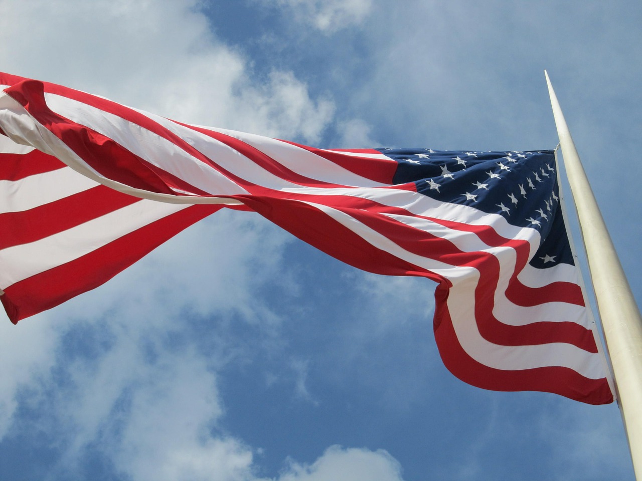Amerikos Vėliava, Patriotizmas, Jungtinės Valstijos, Usa, Patriotinis, Plaukiojantys, Vėjas, Vėjuota, Vėliava, Flagpole