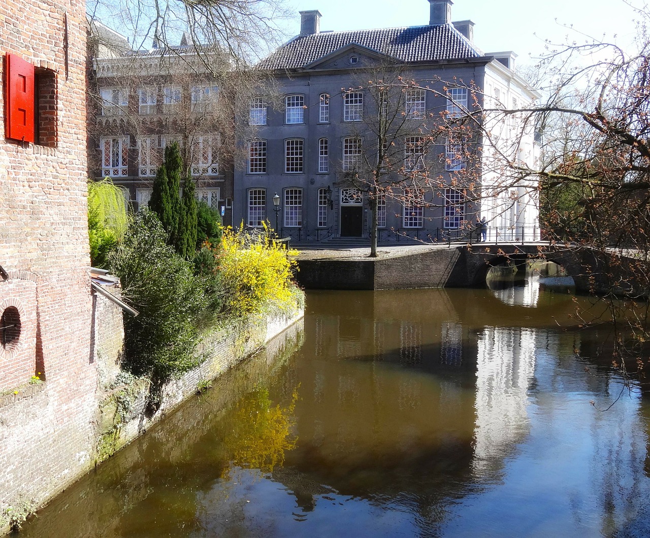 Amersfoort, Nyderlandai, Miestas, Pastatai, Kanalas, Vanduo, Tiltas, Architektūra, Gamta, Lauke