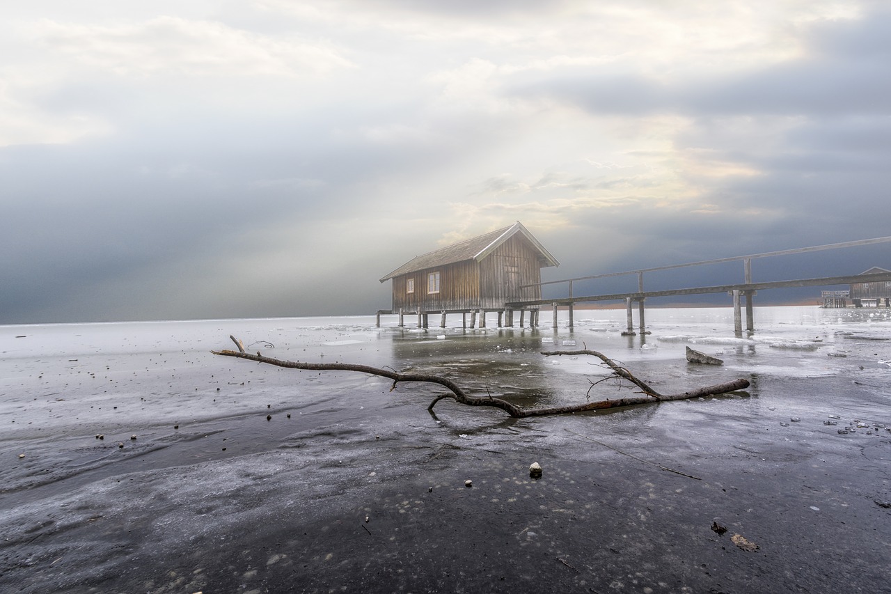 Ammersee, Valčių Namas, Sušaldyta, Vanduo, Ežeras, Internetas, Bavarija, Kraštovaizdis, Veidrodis, Vandenys