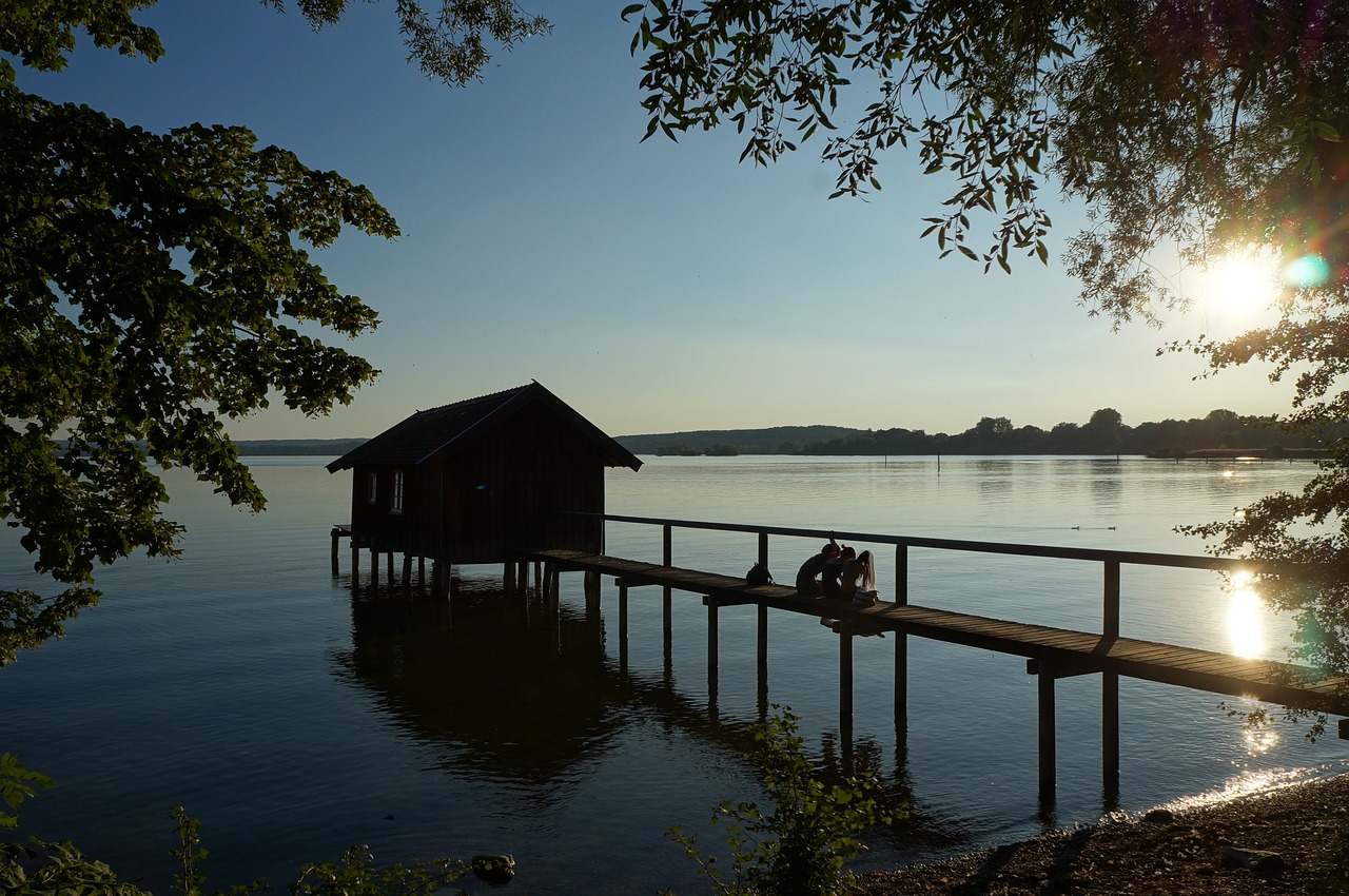 Ammersee, Tinklai, Valčių Namas, Saulėlydis, Siluetas, Abendstimmung, Nemokamos Nuotraukos,  Nemokama Licenzija