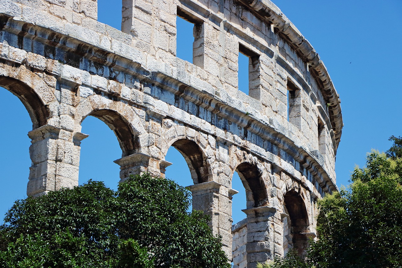 Amfiteatras, Arcade, Romėnų, Pastatas, Sugadintas, Rom, Kolossszeum, Praeitis, Póla, Kroatija