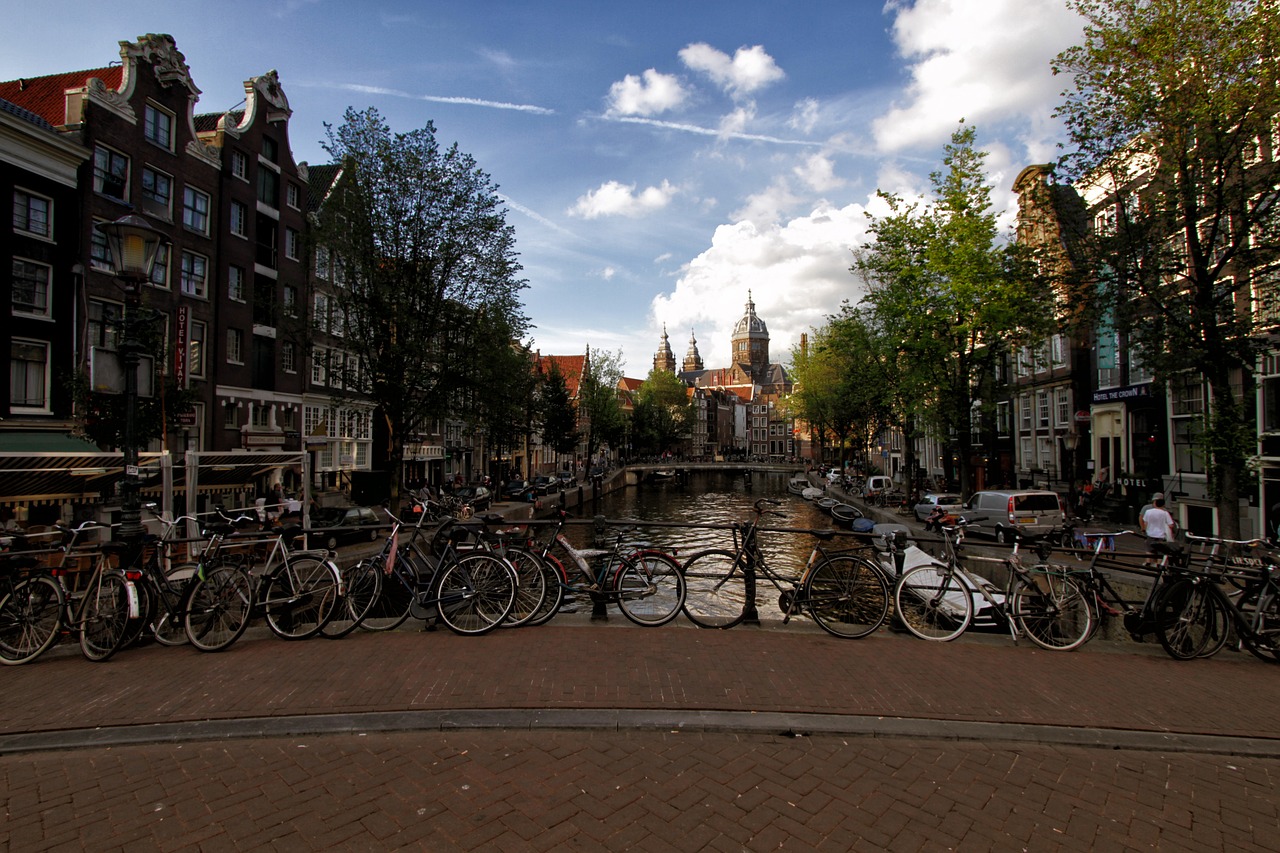 Amsterdamas, Holland, Dviratis, Kanalas, Miestas, Europa, Kelionė, Nyderlandai, Architektūra, Turizmas
