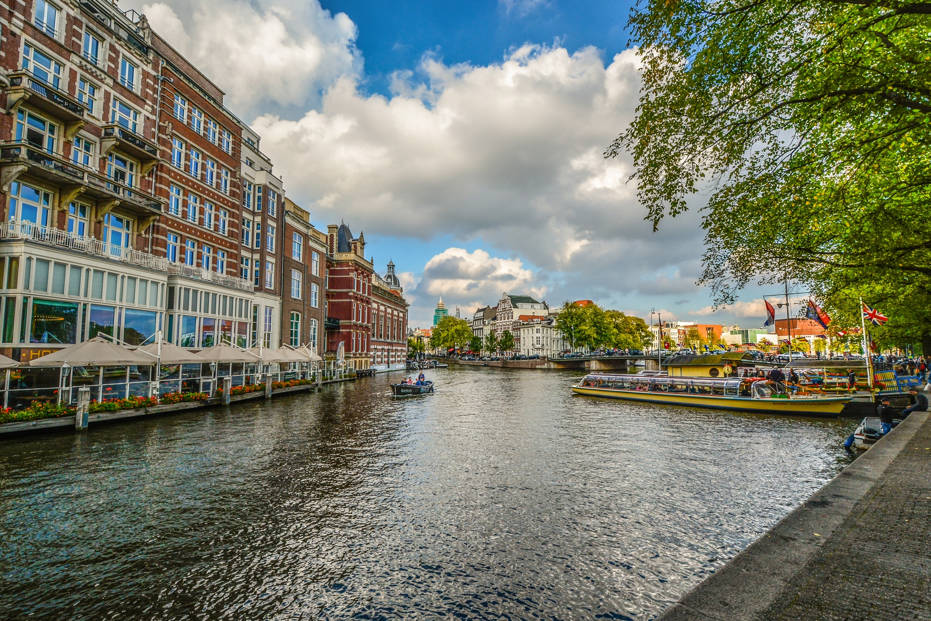 Amsterdamas,  Nyderlandai,  Holland,  Kanalas,  Debesys,  Gatvė,  Dangus,  Dviračiai,  Valtis,  Spalvos