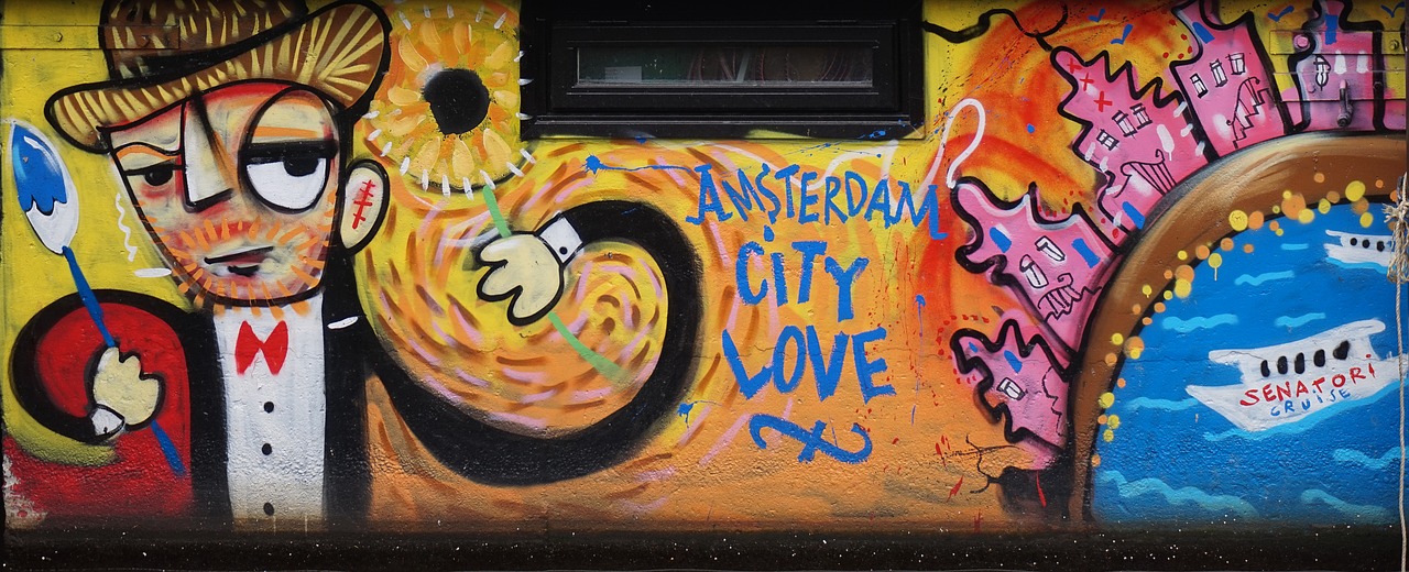 Amsterdamas, Grafiti, Menas, Holland, Vandalizmas, Purkšti, Namo Siena, Deko, Purškiami Dažai, Neteisėtas