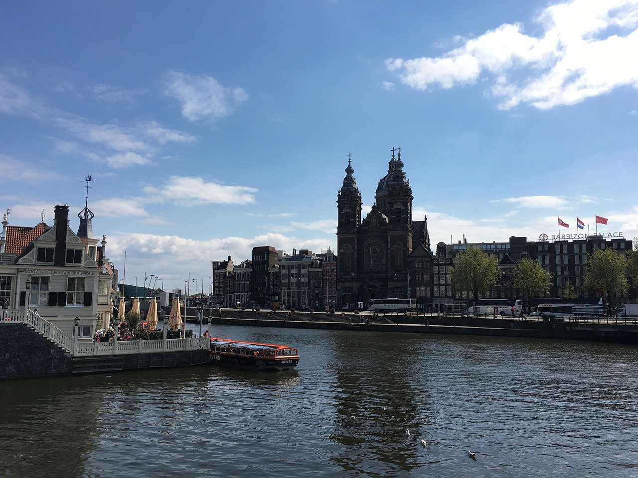 Amsterdamas, Upė, Kanalas, Bažnyčia, Nyderlandai, Europa, Miesto, Holland, Vanduo, Architektūra