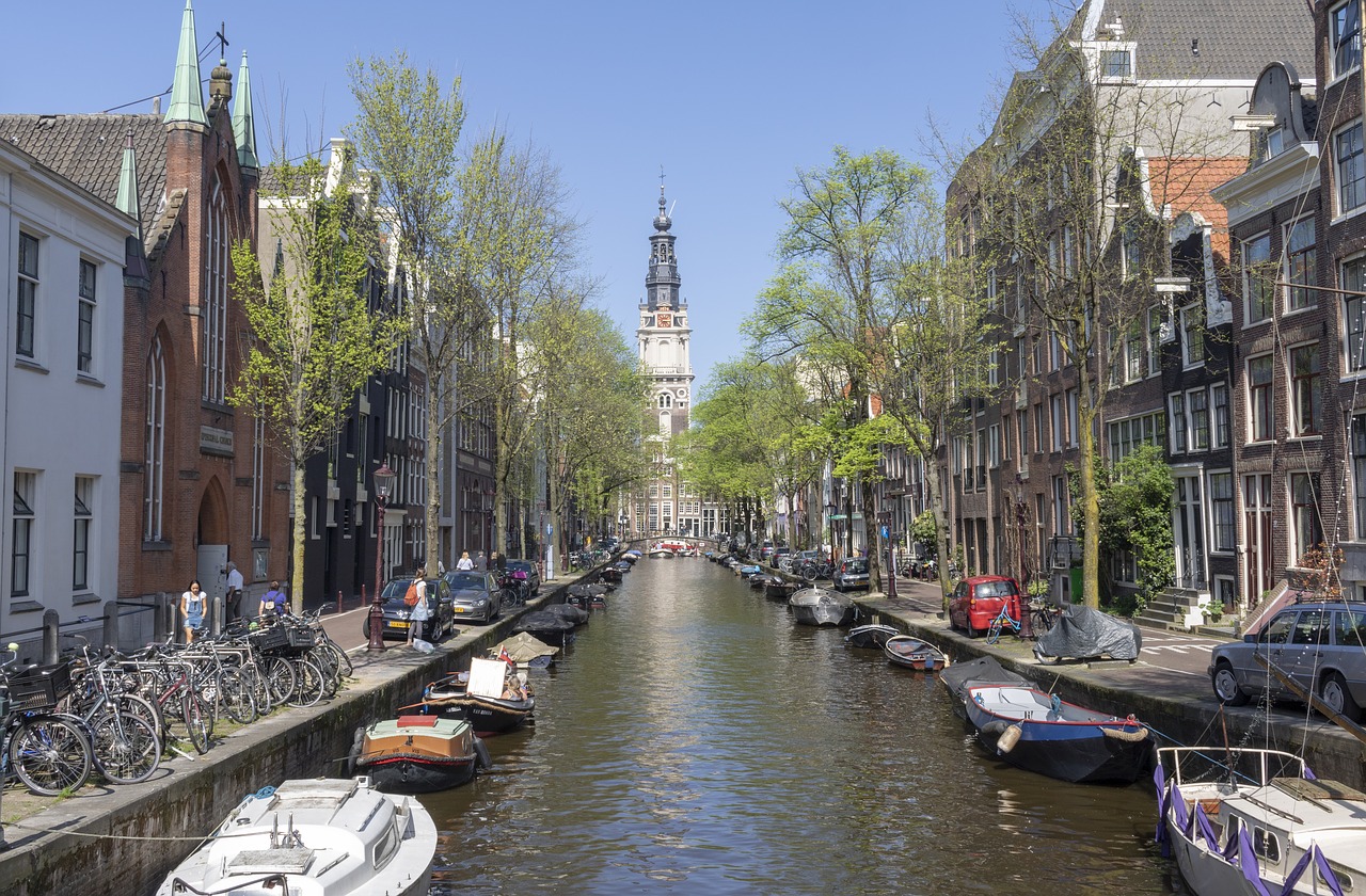 Amsterdamas,  Kanalas,  Kanalas,  Nyderlandai,  Olandija,  Architektūra,  Turizmas,  Miestas,  Kelionė,  Horizontali
