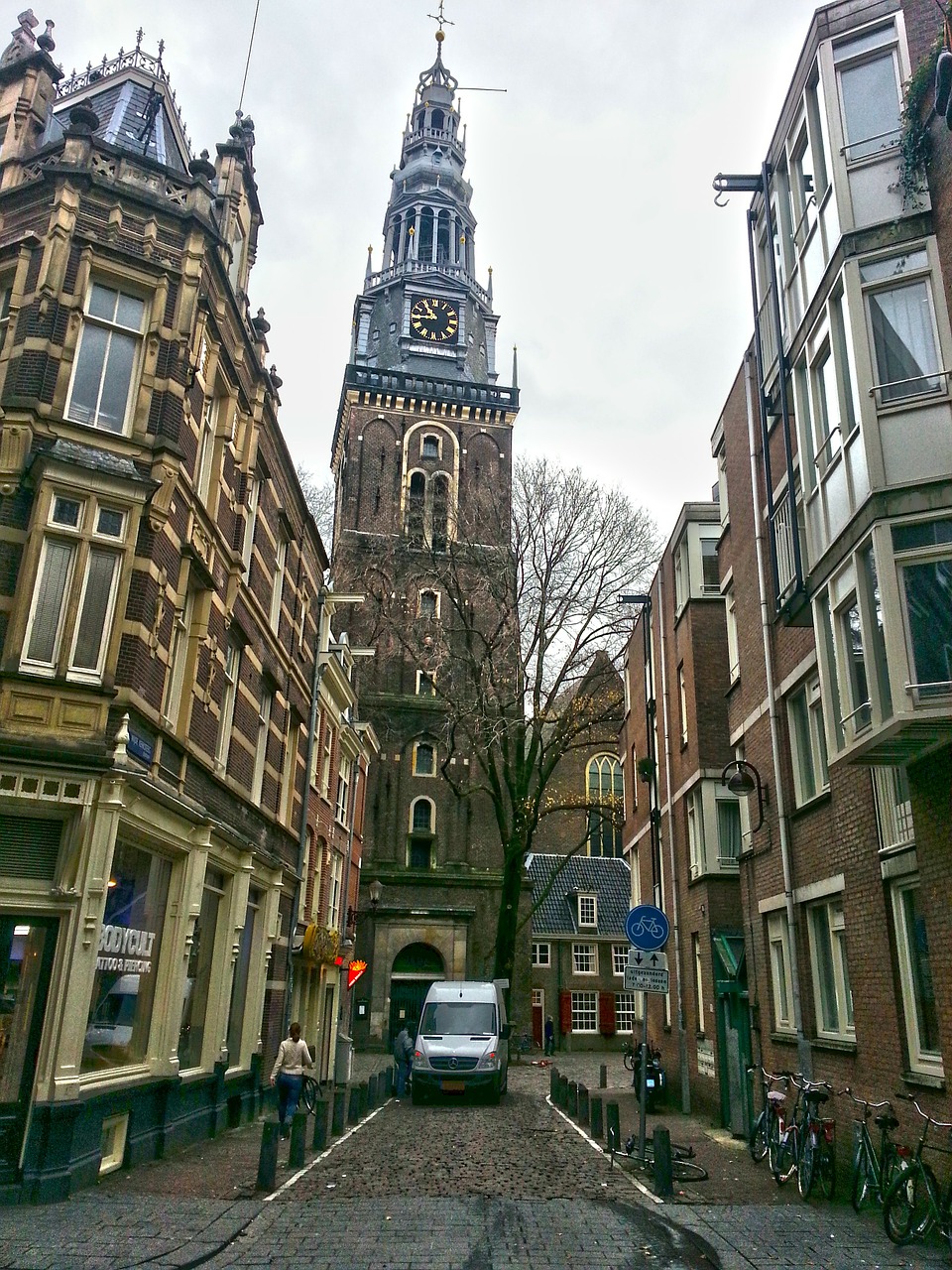 Amsterdamas, Nyderlandai, Kerk, Architektūra, Panorama, Miestas, Miesto Panorama, Bokštas, Dangoraižis, Pastatas