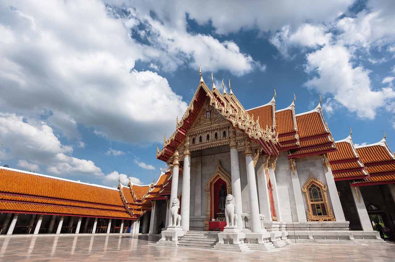 Senovės Architektūra, Meno Asija, Asian, Pritraukimas, Autentiškas, Bangkokas, Benas, Benchamabofitas, Mėlynas, Buda