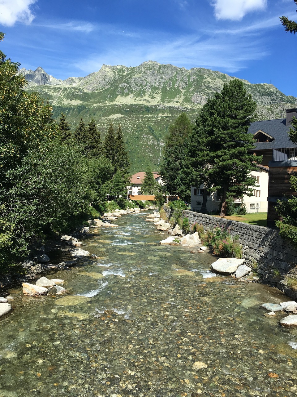 Andermatt, Šveicarija, Gamta, Kalnas, Kraštovaizdis, Slėnis, Kaimas, Tiltas, Upė, Nemokamos Nuotraukos