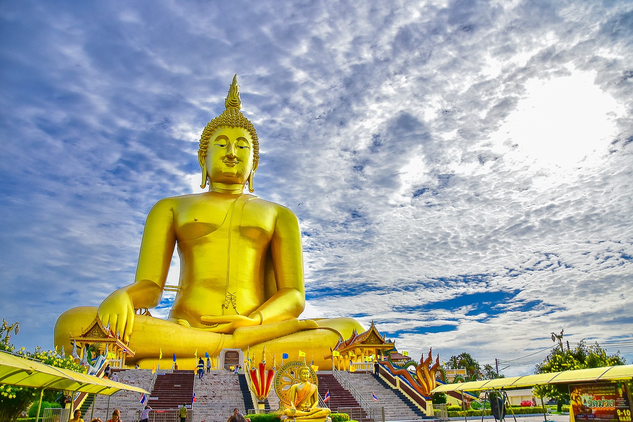 Ang Thong, Wat Muang, Budos Statula, Nemokamos Nuotraukos,  Nemokama Licenzija