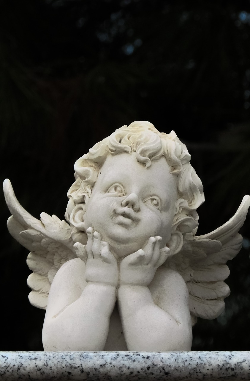 Angelas, Sparnai, Dangus, Angeliškas, Religija, Dangaus, Vaikas, Skulptūra, Kalėdos, Vintage