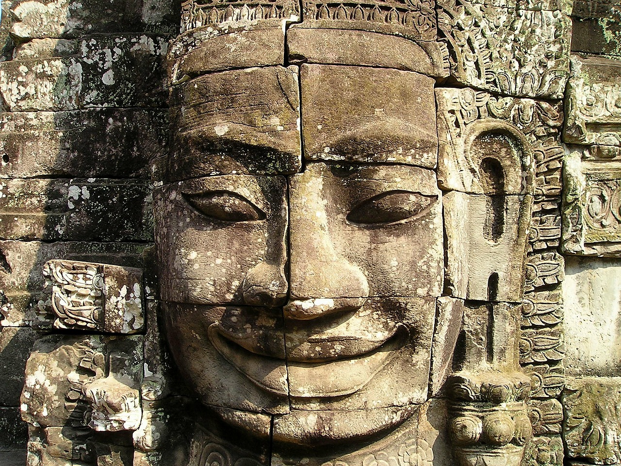 Angkor, Wat, Kambodža, Šventykla, Veidas, Didelis, Figūra, Statula, Į Pietryčius, Asija