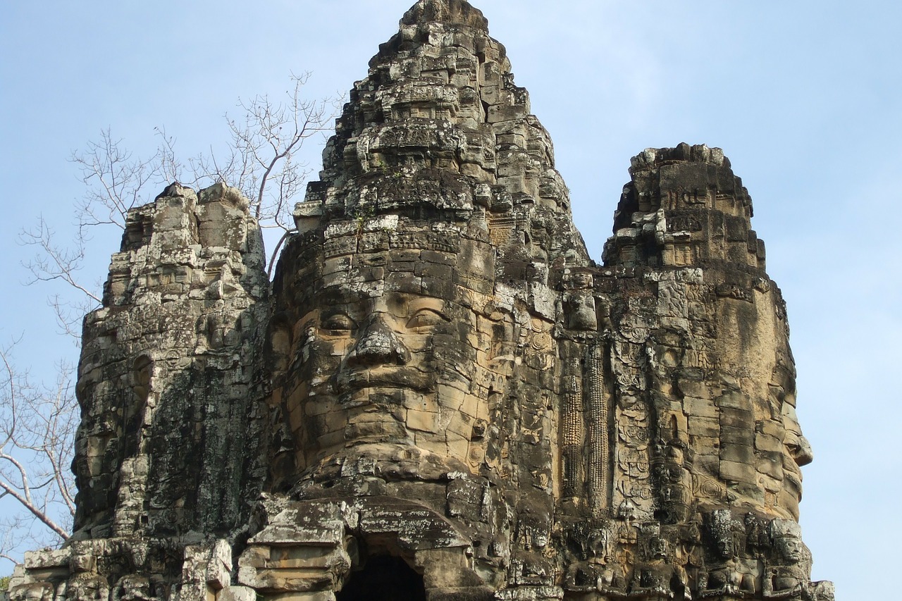 Angkor Wat, Šventykla, Kambodža, Pastatai, Architektūra, Veidas, Statula, Akmens Skulptūra, Istorija, Turizmas
