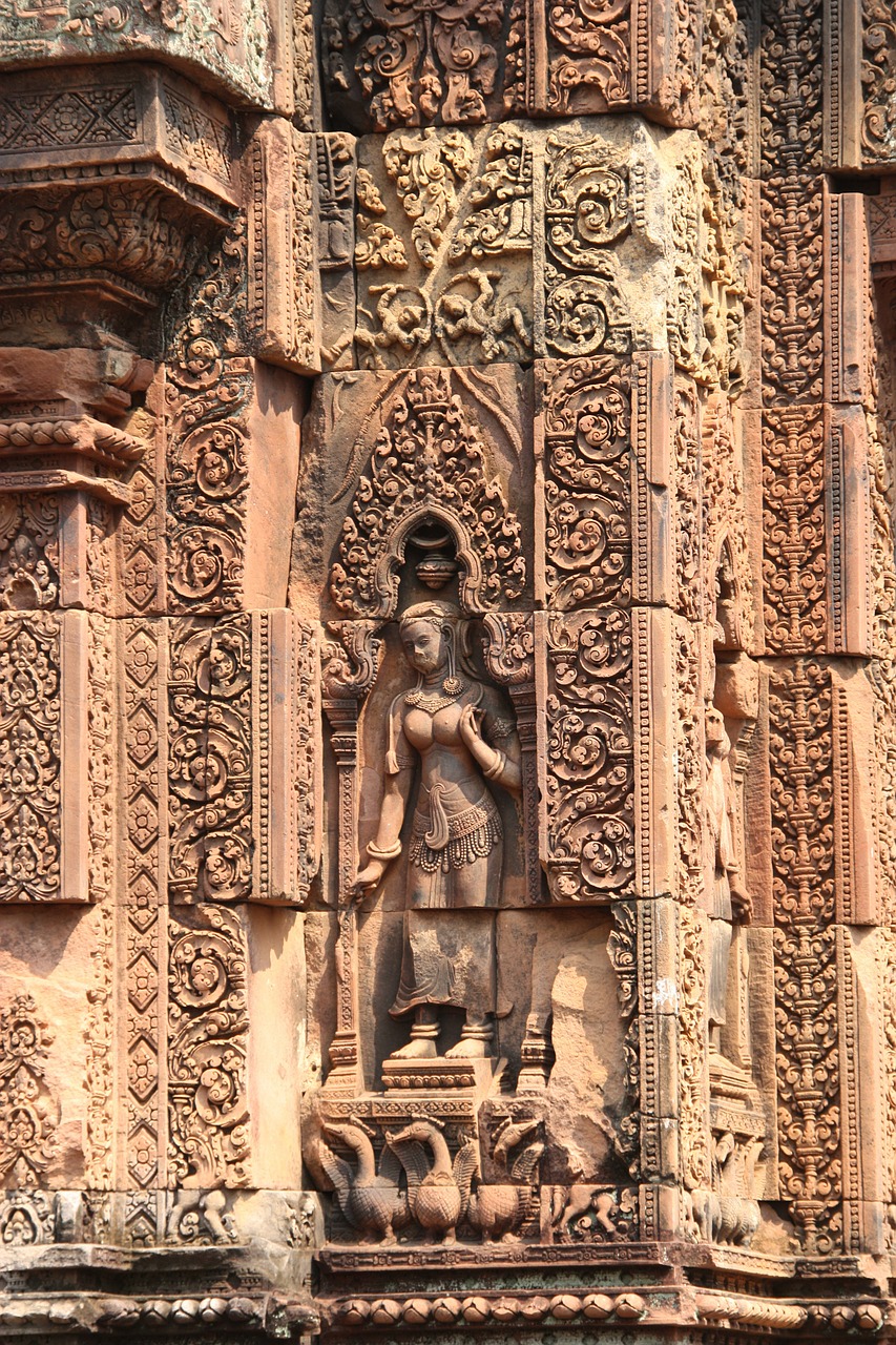 Angkor Wat, Šventykla, Kambodža, Banteay Srei, Šventyklos Kompleksas, Akmens Masažuoklis, Asija, Į Pietryčius, Statulos, Freskos