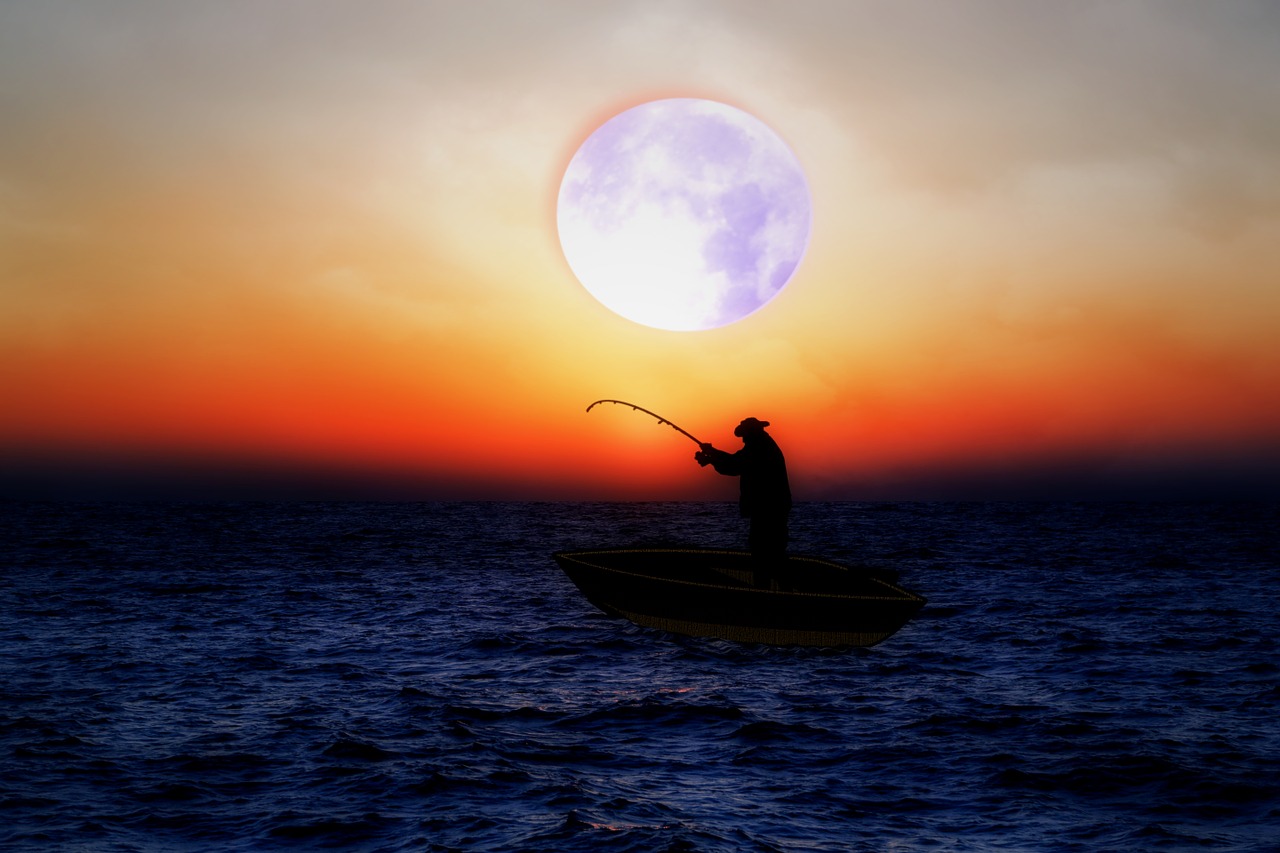 Žvejys, Jūra, Boot, Žuvis, Vanduo, Laivas, Saulėlydis, Fischer, Mėnulis, Twilight