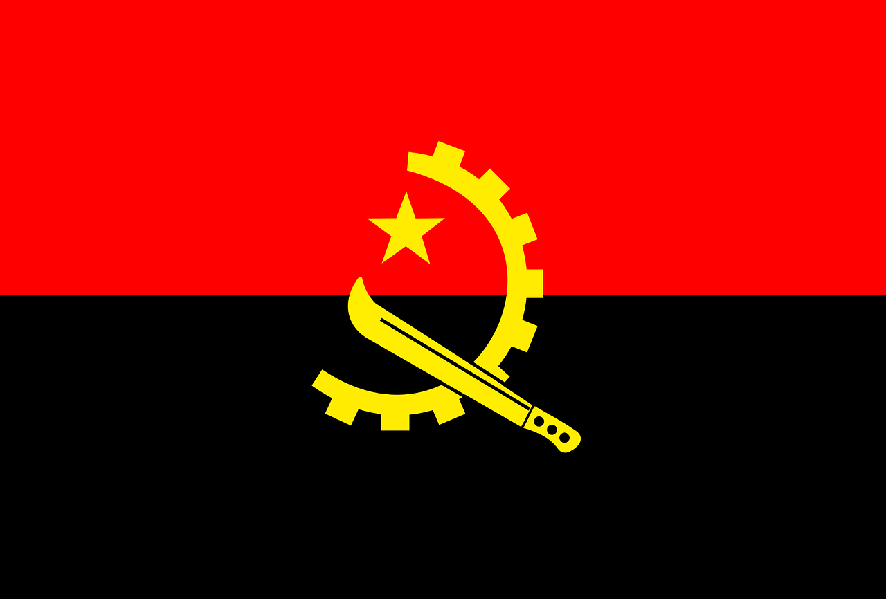 Angola, Vėliava, Nacionalinis, Simboliai, Raudona, Juoda, Geltona, Pusiau Pavara, Machete, Žvaigždė