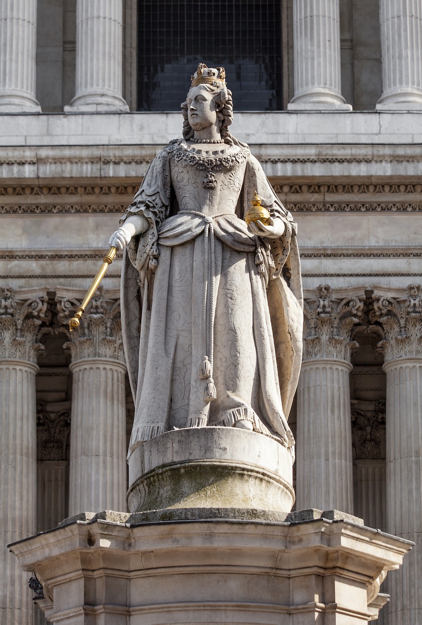 Anne Iš Didžiosios Britanijos, St Paul, Katedra, Londonas, Anglija, Statula, Skulptūra, Figūra, Meno Kūriniai, Istorinis