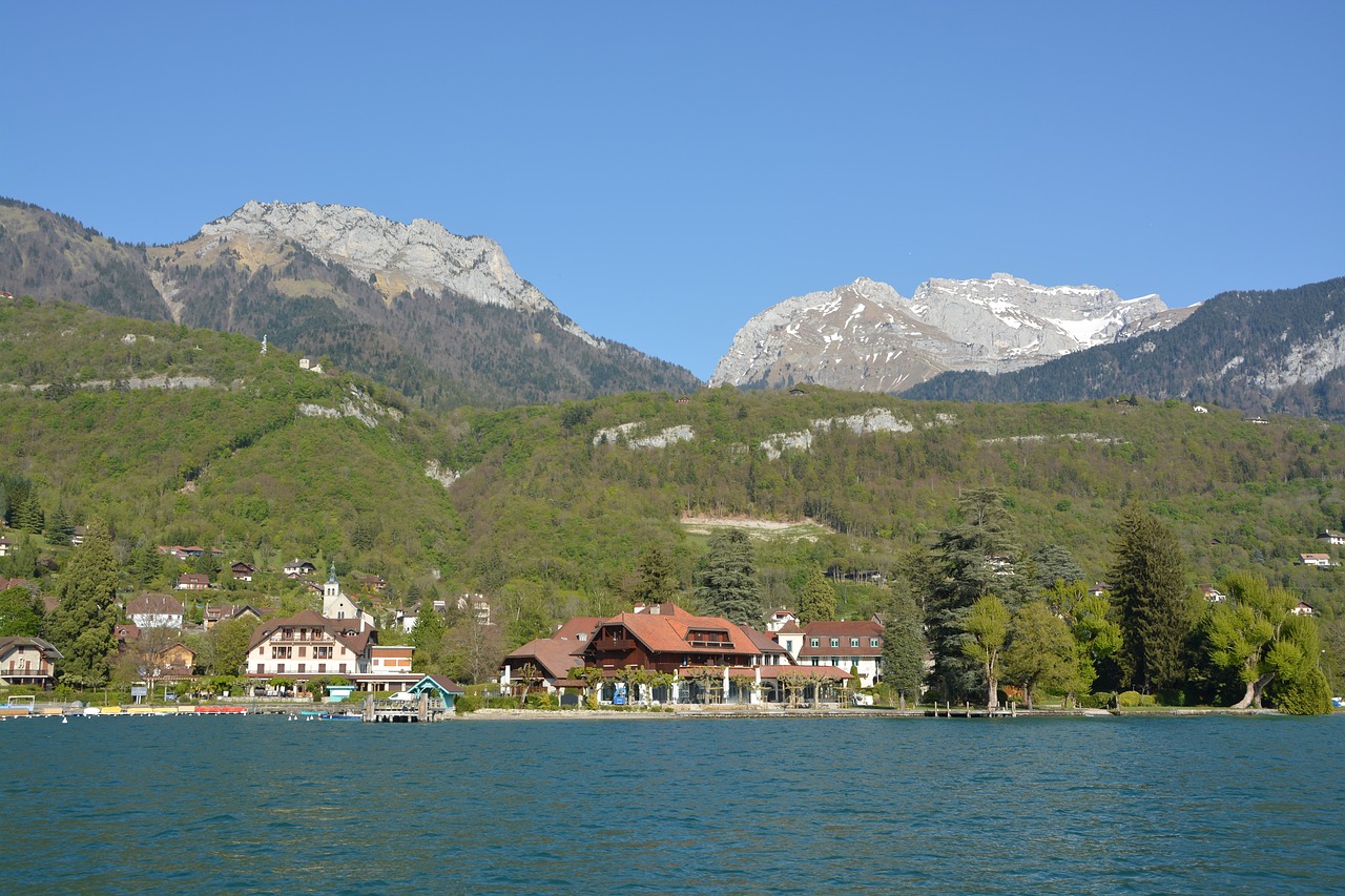 Annecy, Ežeras, Gamta, France, Panorama, Šventė, Mėlynas, Kalnas, Turistinis, Važiuoti