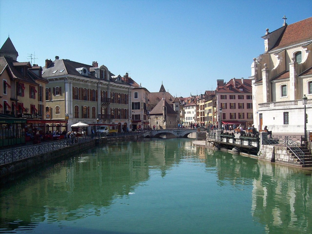 Annecy, France, Miestas, Pastatai, Struktūros, Kavinė, Kranto Linija, Žmonės, Architektūra, Kanalas