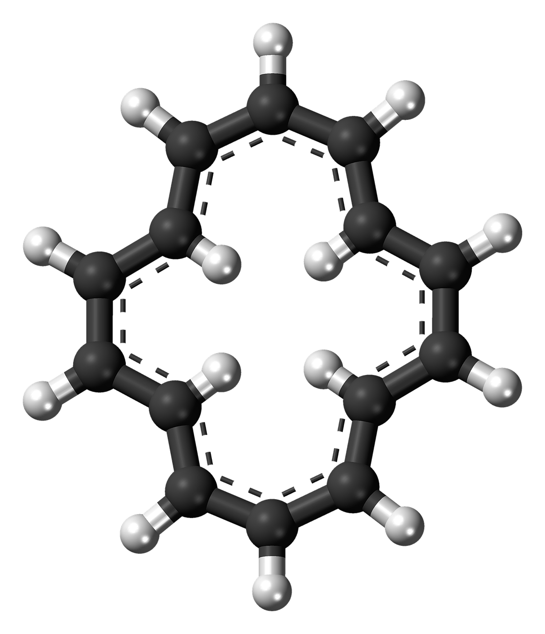 Annulene, Aromatiniai, Angliavandenilis, Molekulė, Ciklotetradekacheptenas, Makrociklinis, Angliavandeniliai, Modelis, 3D, Rutuliai