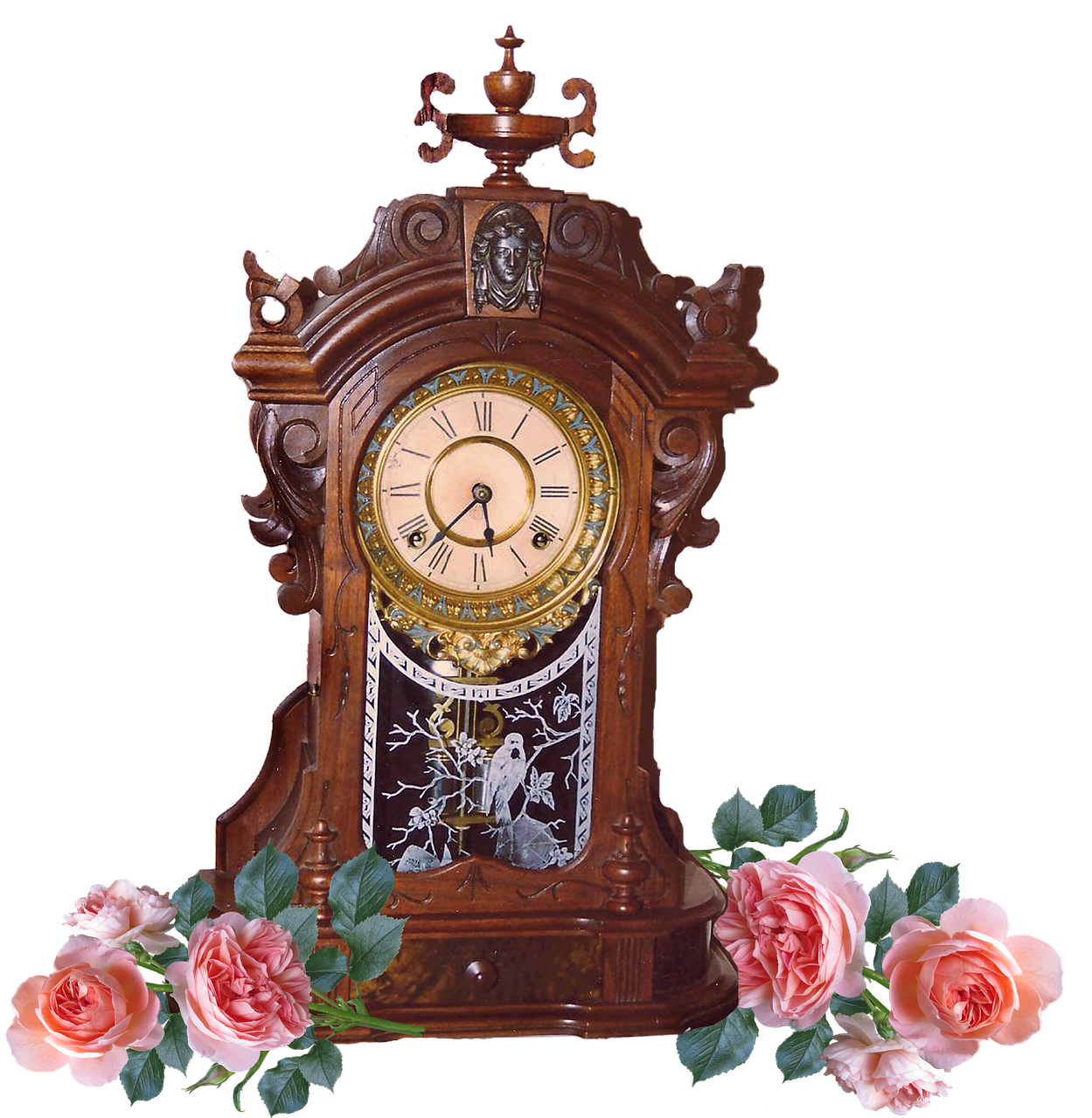 Senovinis,  Laikrodis,  Gėlės,  Rožės,  Laikas,  Elegantiškas, Nemokamos Nuotraukos,  Nemokama Licenzija