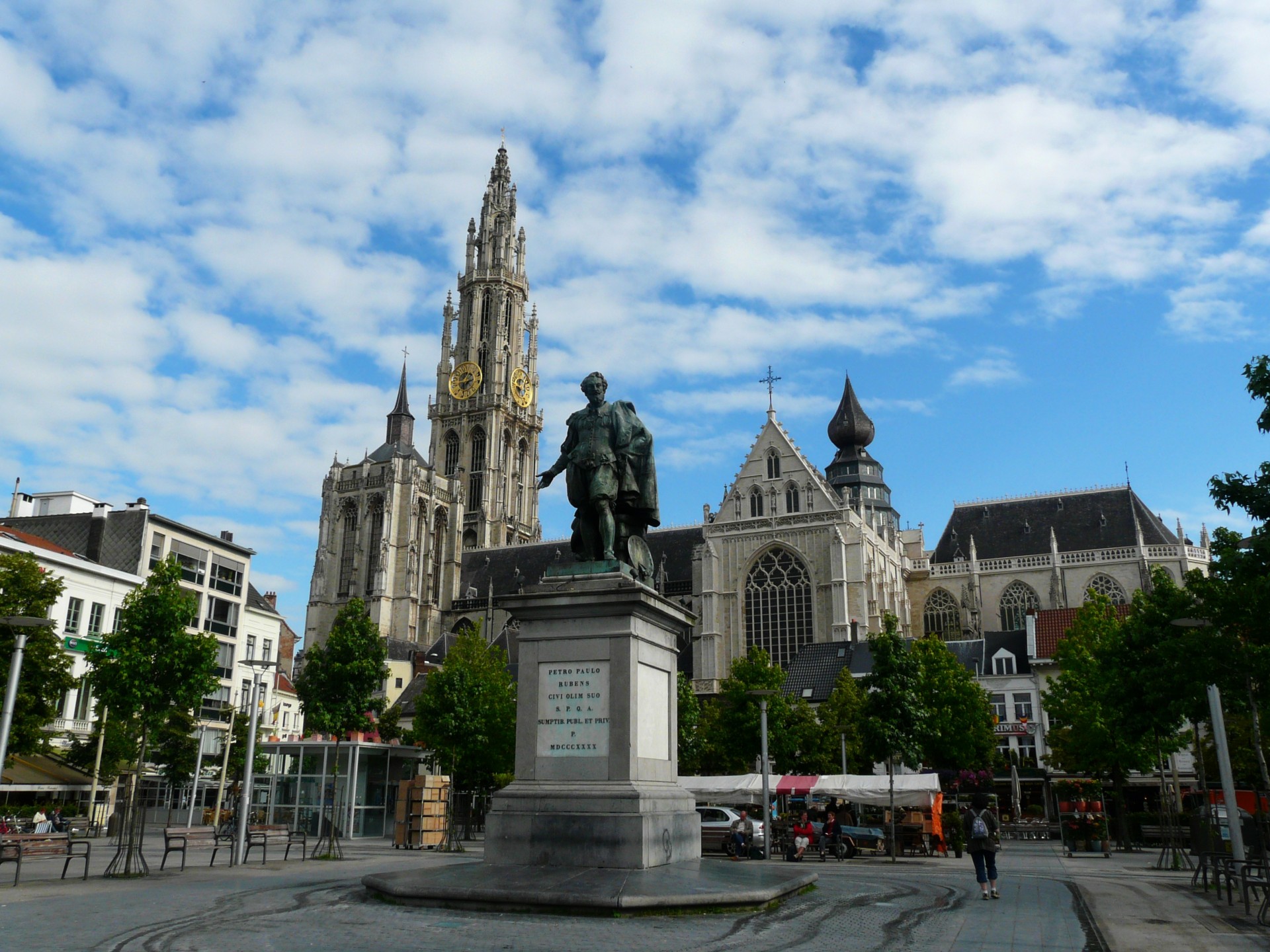 Senas Miestas & Nbsp,  Kvadratas,  Antverpenas,  Belgija,  Statula,  Dailininkas,  Rubens,  Katedra,  Antverpenas,  Belgija