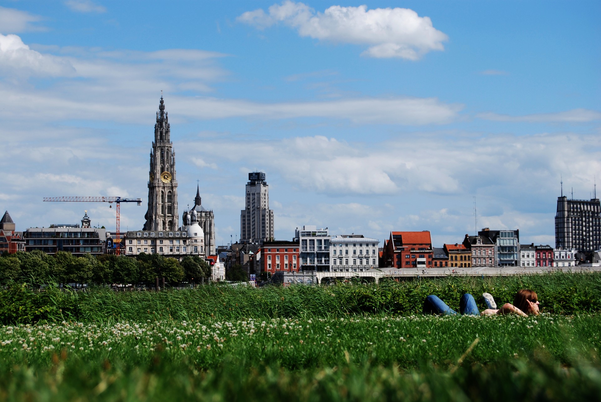 Antverpenas,  Belgija,  Panorama,  Pieva,  Žolė,  Katedra,  Antverpio Panorama, Nemokamos Nuotraukos,  Nemokama Licenzija