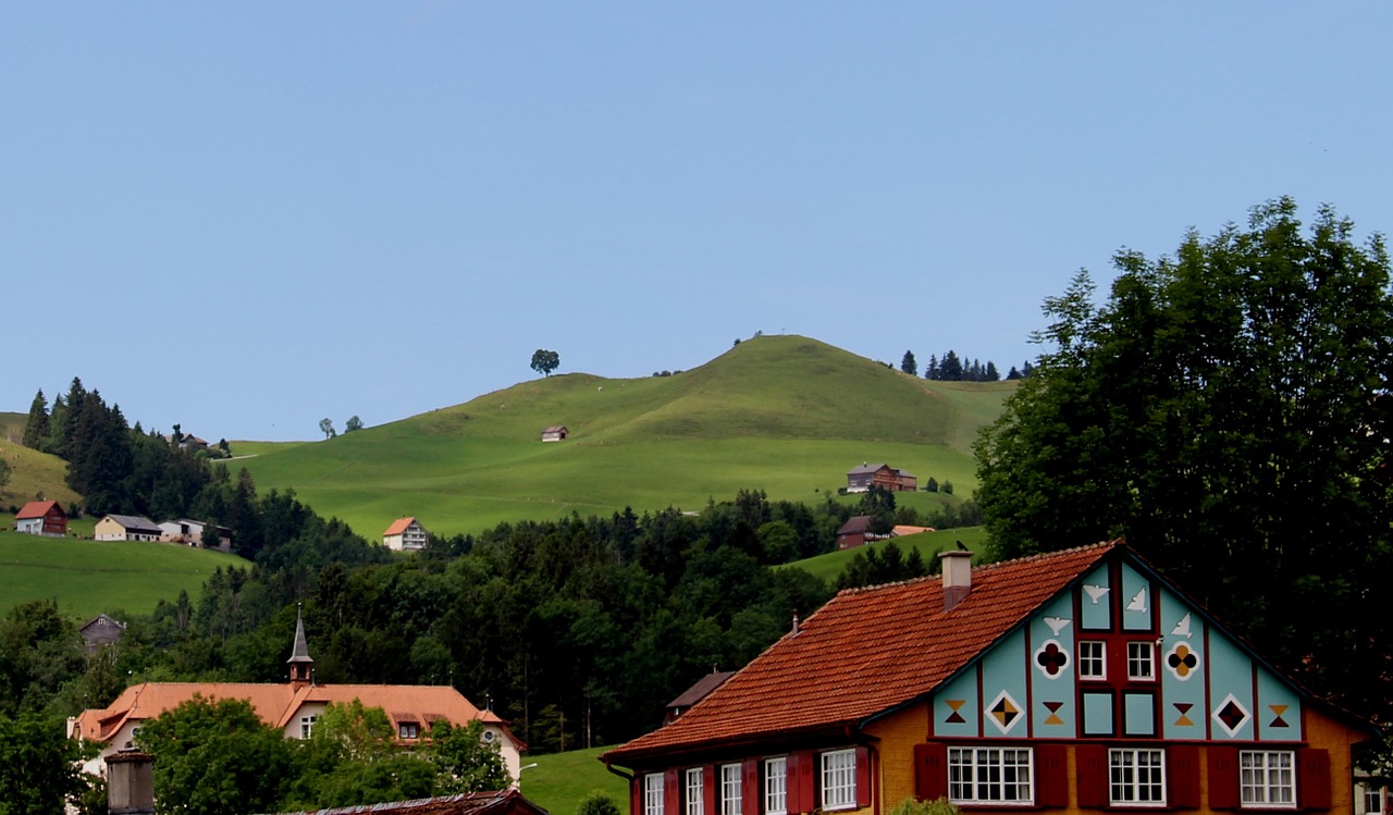 Appenzell, Kraštovaizdis, Namai, Idiliškas, Romantiškas, Kalnas, Medžiai, Šveicarija, Nemokamos Nuotraukos,  Nemokama Licenzija