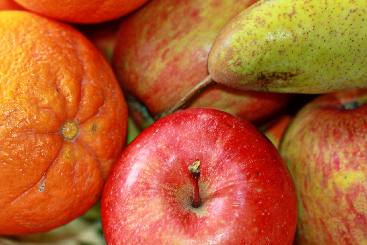 Obuolys, Vaisiai, Kriaušė, Oranžinė, Apelsinų Vaisiai, Skanus, Raudona, Sveikas, Maistas, Vitaminai
