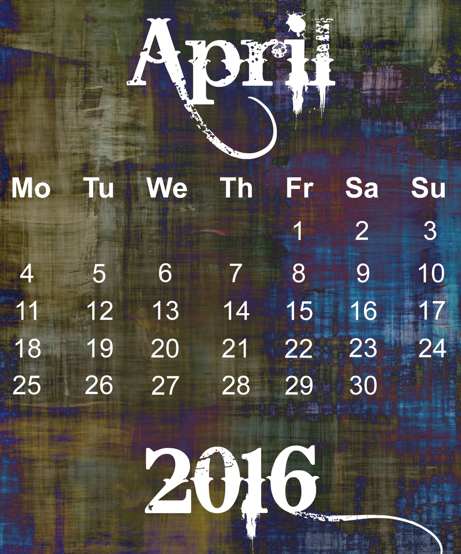 Balandis,  2016,  Kalendorius,  Plakatas,  Grunge,  Abstraktus,  Tapetai,  Data,  Diena,  Laikas