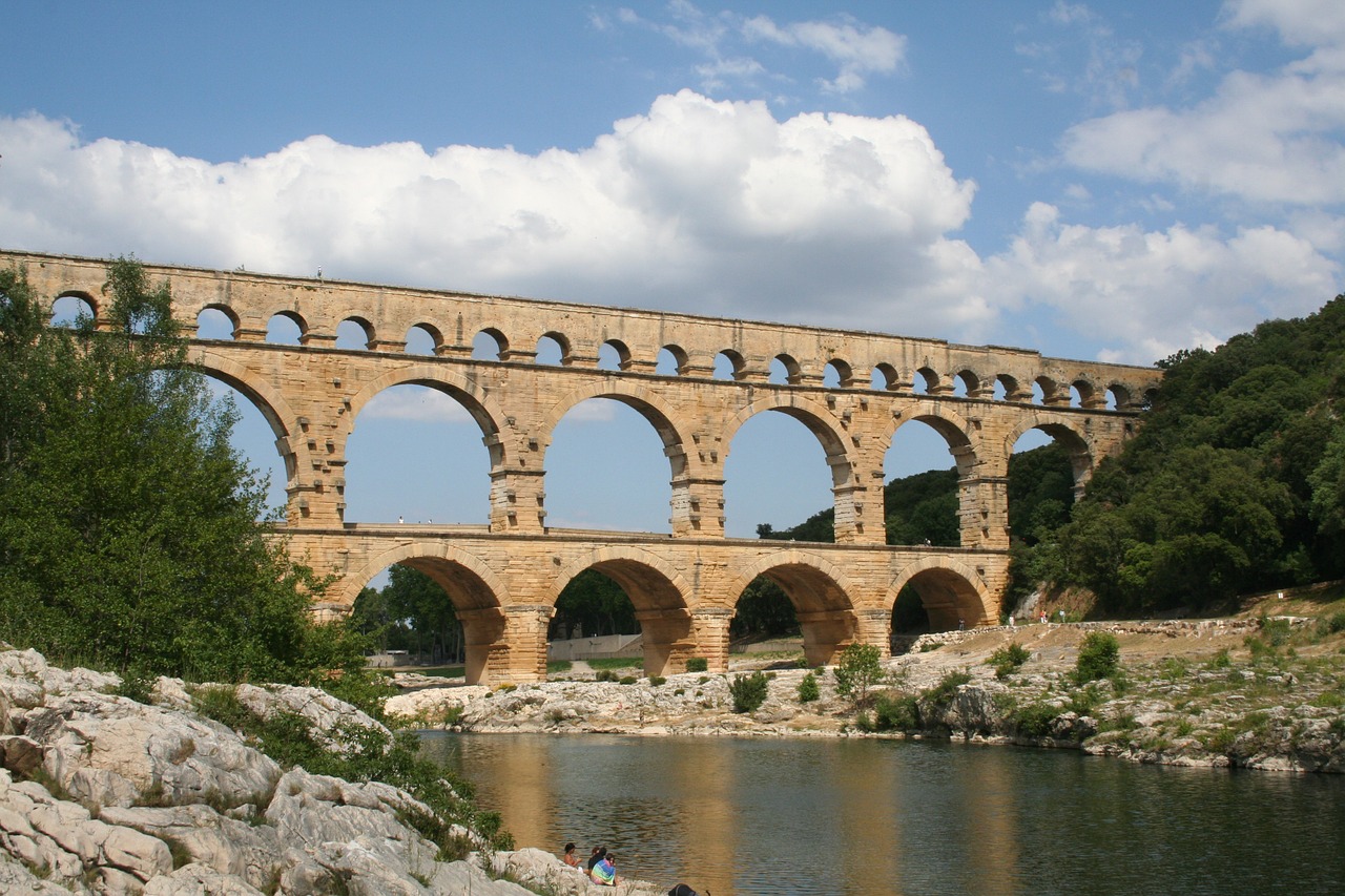 Akvedukas, France, Vasara, Pont Du Gard, Senovės Romėnų Akvedukas, Nemokamos Nuotraukos,  Nemokama Licenzija